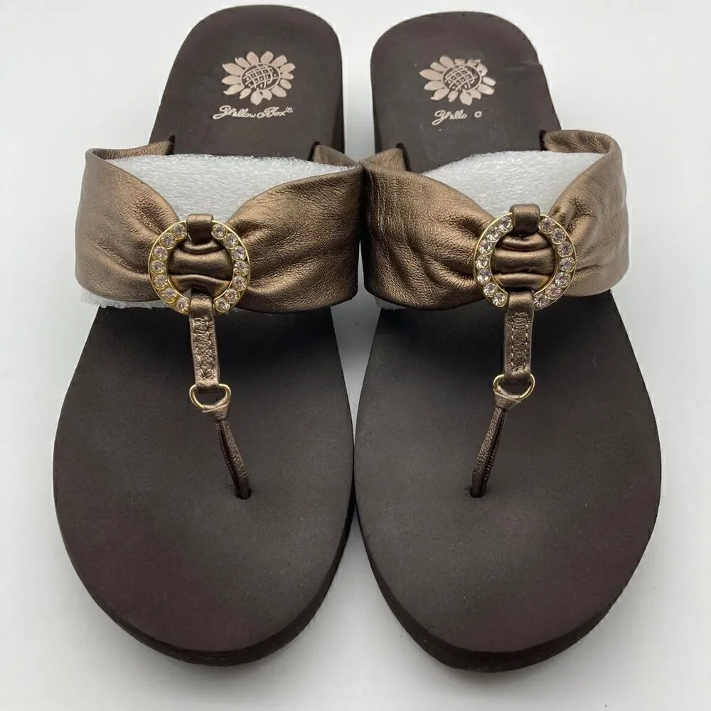 Yellow Box Duncan Leather Bronze Sandals Size 9